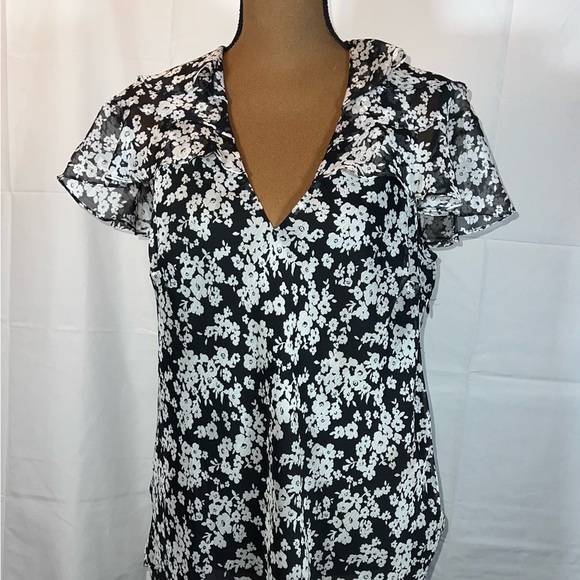 Lauren Ralph Lauren Tops - Lauren Ralph Lauren Black and White Floral Blouse Whimsigoth Vintage Y2K